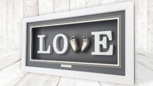 Babyprints Leicester baby feet love frame in white and charcoal colour combination